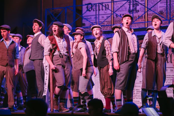 FM students perform during the 2019 production of Newsies.