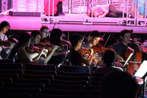 Members of the FM pit orchestra perform.