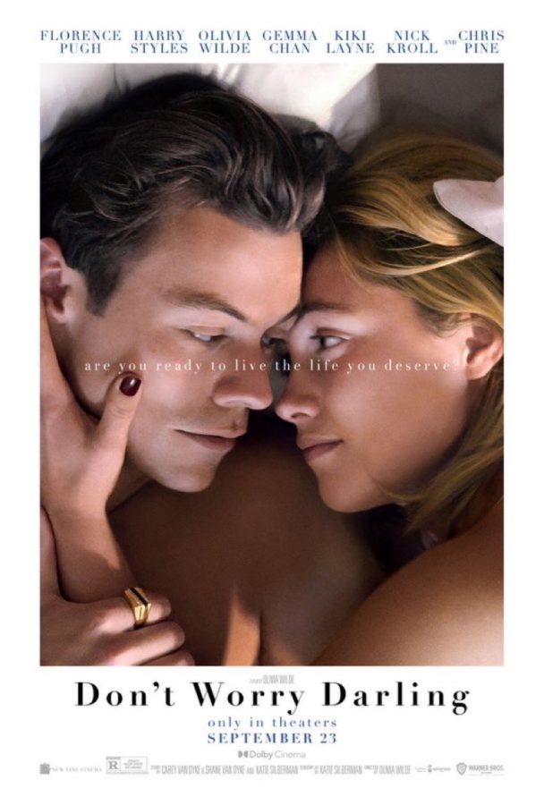 Florence Pugh and Harry Styles pose together as their characters Alice and Jack for the Dont Worry Darling movie poster.