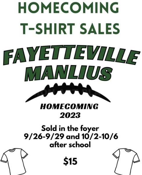 The advertisement promotes the sale of t-shirts for Homecoming.