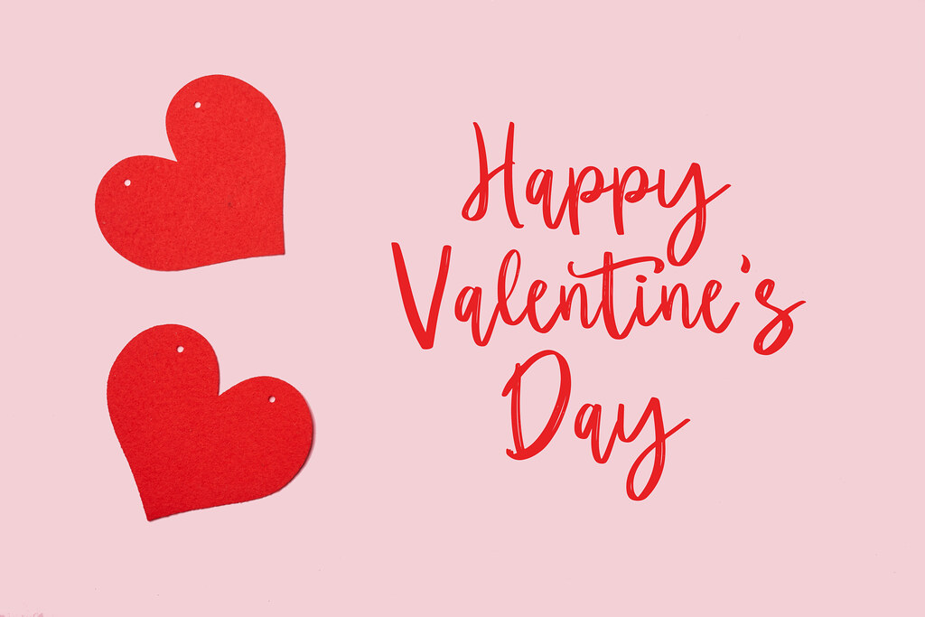 Happy Valentines Day message appears in red with hearts against a pink background.
