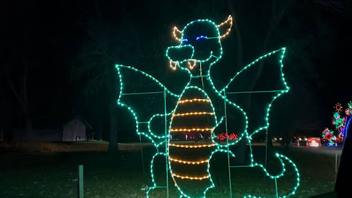 Light display of a dragon at Lights on the Lake.